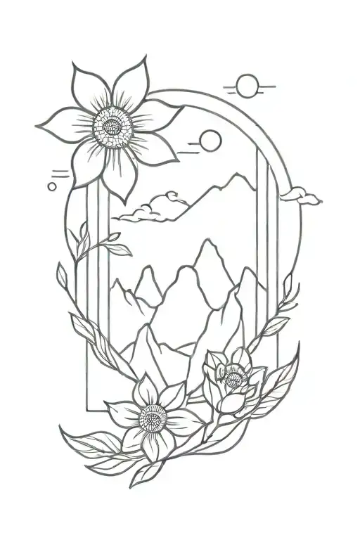 Wave Mountain Sun Flowers Blooming