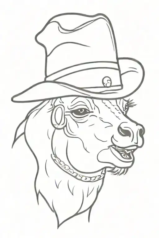 Small Llamma With Cowboy Hat