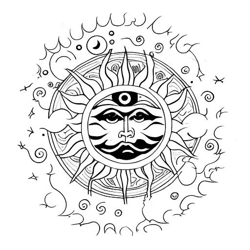 Sun With Dark Eyes And A Moon In The Middle