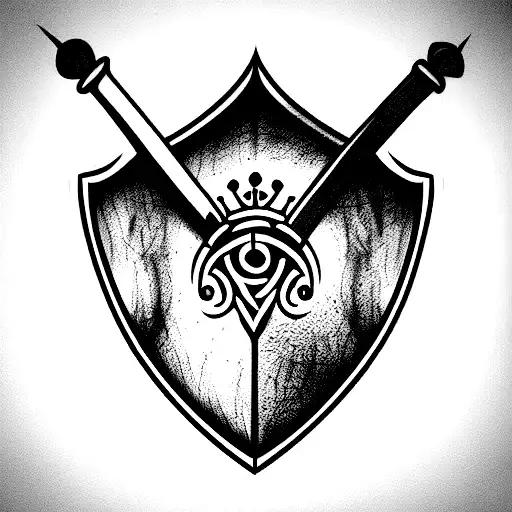 Viking Shield With Sword And Crown