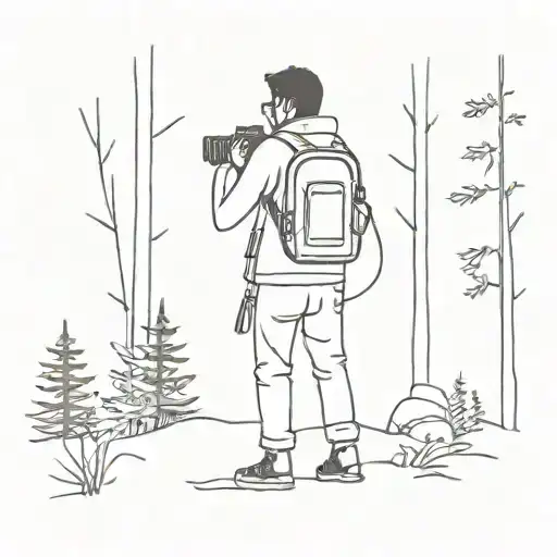 A Silhouette Of A Person With A Camera Exploring A Forest