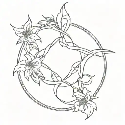 Larkspur Flowers Intertwined With A Celtic Motherhood Knot