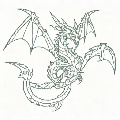 A Futuristic Cyberpunk Version Of Rayquaza Battling A Dragon In Outer Space