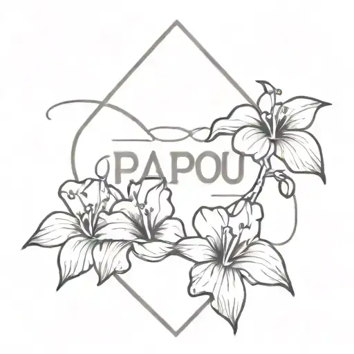 Combine The Evil Eye Symbol With A Bouquet Of Bougainvillea Flowers And The Word Papou