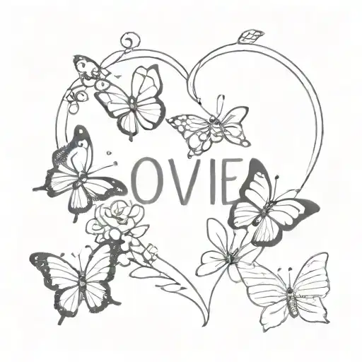 Heart With Word Love Surrounded By Butterflies Forming The Shape