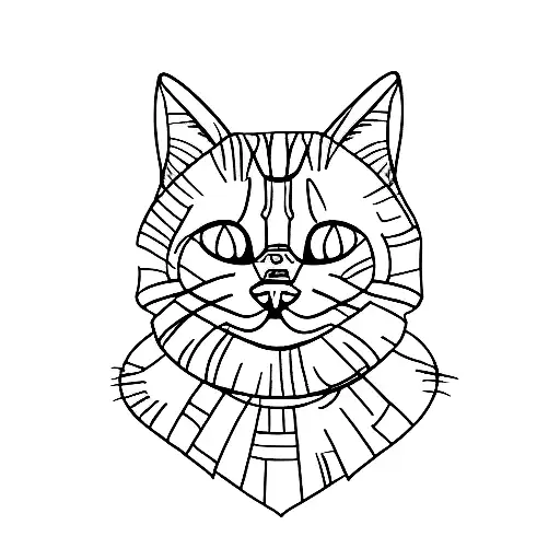 A Minimalist Sketch Of A Cat Wearing An International Relations Pin