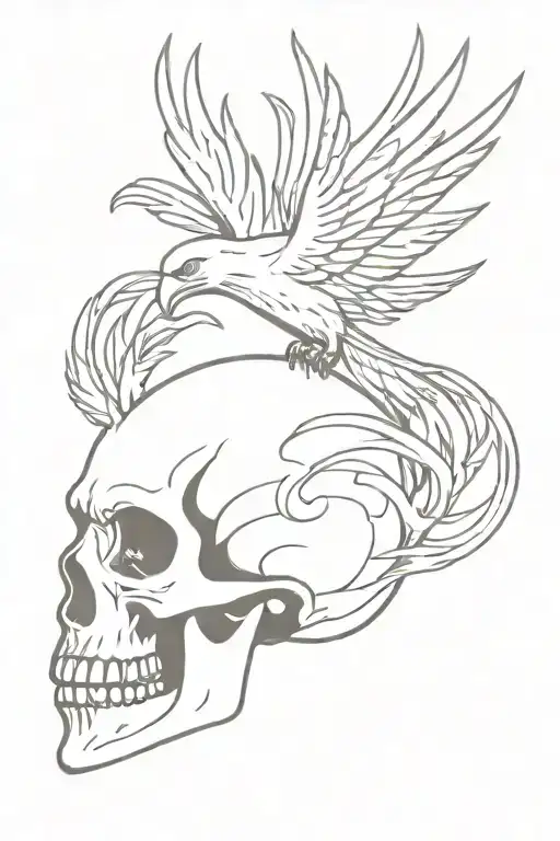 Phoenix Bursting From Skull