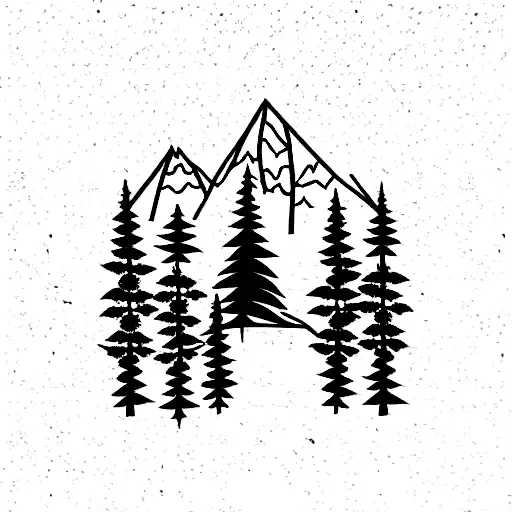 Mountain With Trees And Flowers