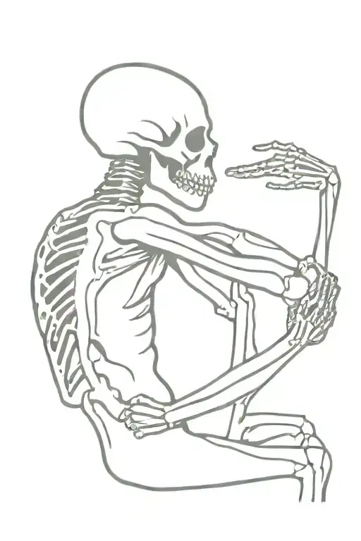 A Person Is Hugging A Skeleton