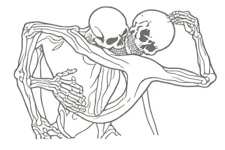 A Person Is Hugging A Skeleton