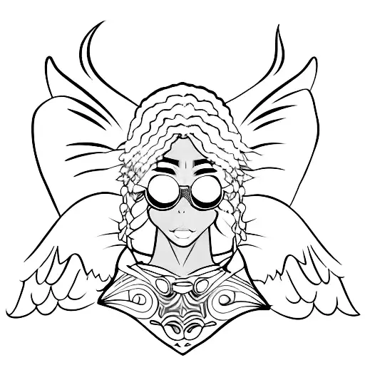 African American Angel With Locs And Wings In An Anime Style