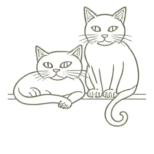 Tattoo Minimalism Skulls And A Kitty Cat Sitting