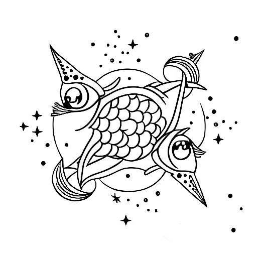 Pisces Zodiac Sign With Stars And Universe Small And Minimalistic