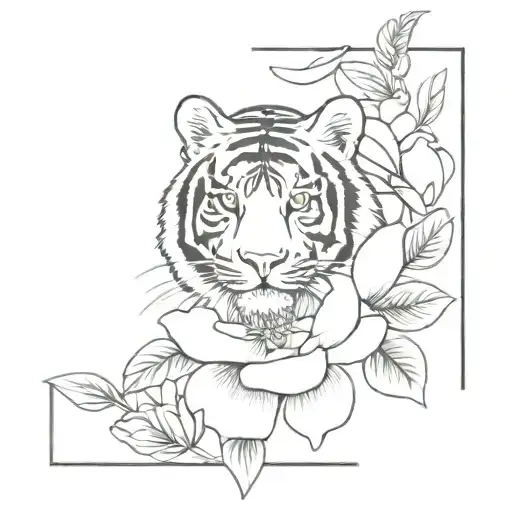 A Tiger In Roses Blooming