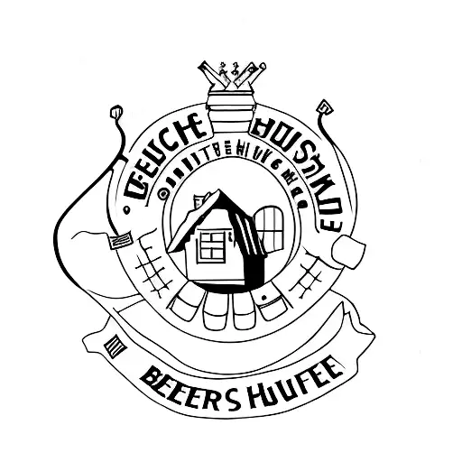 A Silhouette Of A German House With Beer Mugs And Dancers Inside