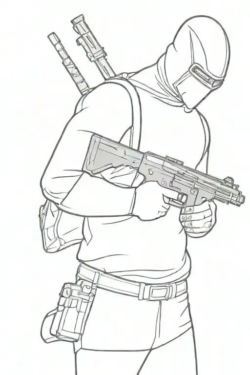 Masked Man Holding Gun