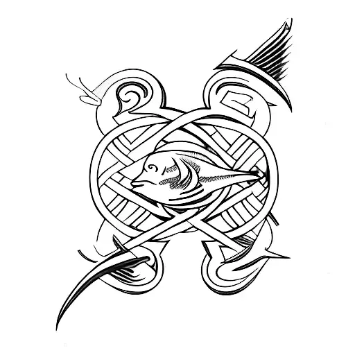 A Cross Incorporating The Pisces Sign