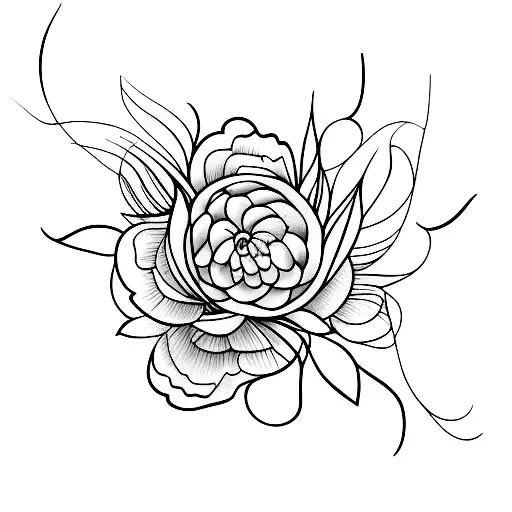 A Minimalist Tattoo Of A Beautiful Flower With Straight Lines