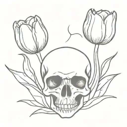 Skull And Tulip Flower