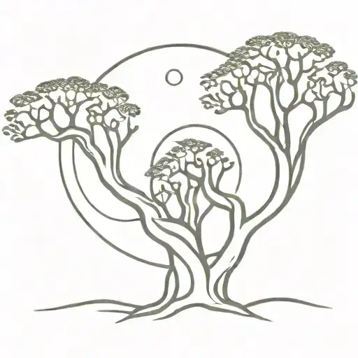 Baobab With Sun In The Background