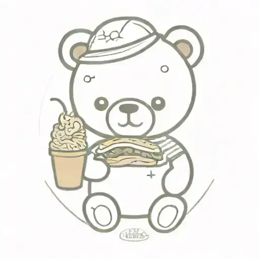 Cute Teddy Bear Hold Burger