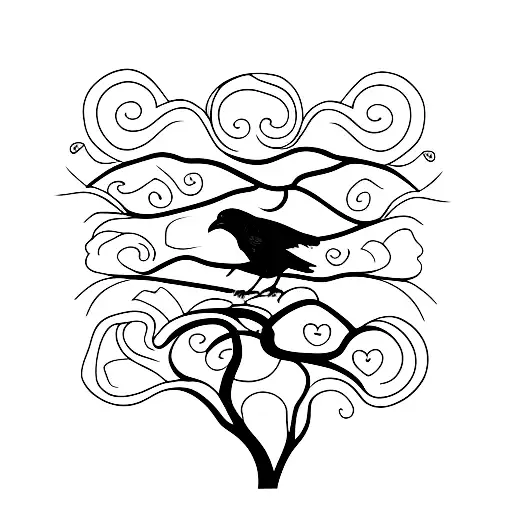 Raven On A Sakura Tree