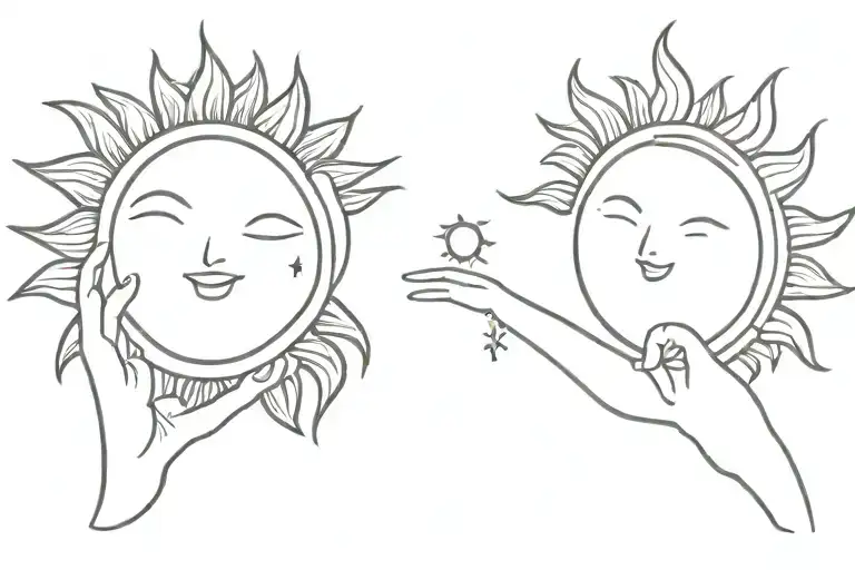 Sun And Moon Holding Hands