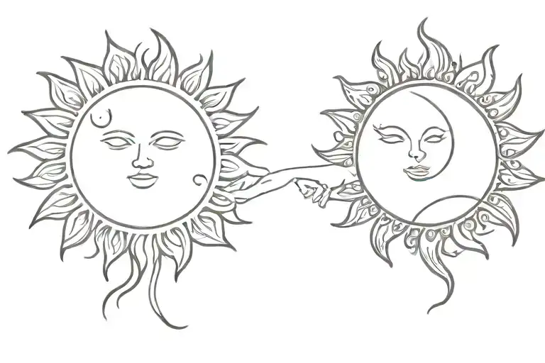 Sun And Moon Holding Hands