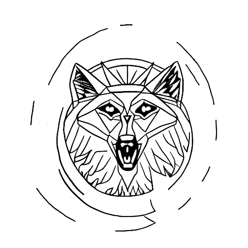 A Minimalist Tattoo Of A Wolf Howling At The Moon