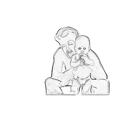 A Man And A Baby In The Water