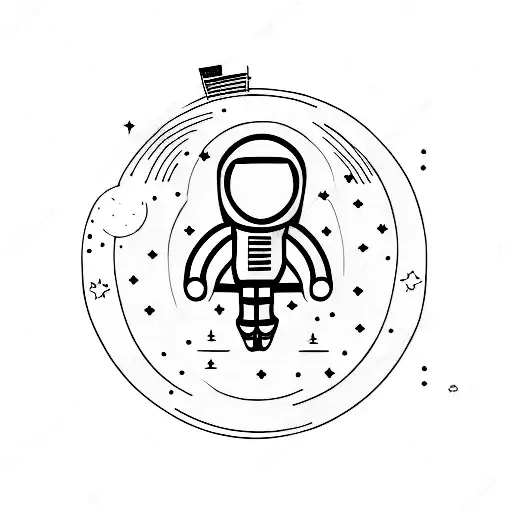 A Minimalist Tattoo Of An Astronaut Floating In Space