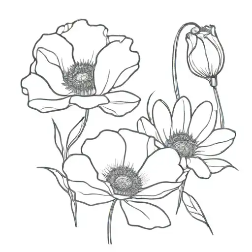 Poppy And Daisy Flower
