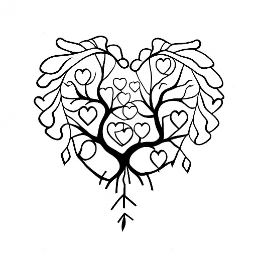 Family Tree With Branches Forming Heart Shapes