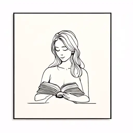 Profile Of A Woman Reading A Book Open In Front