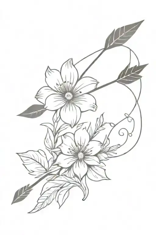 Native American Arrow With Two Flowers