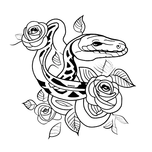 Snake And Flowers