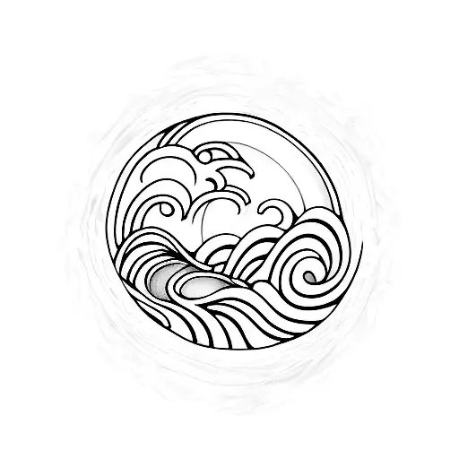 A Serene And Peaceful Ocean Wave With A Beam Of Light Shining Through It