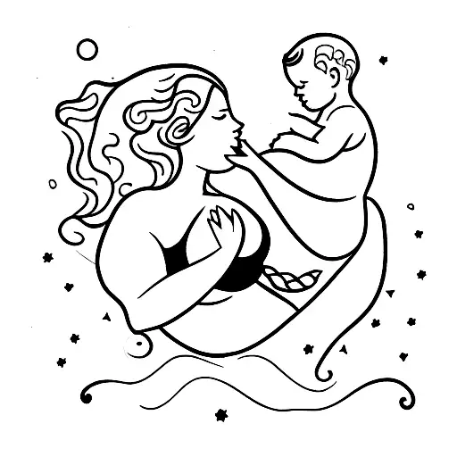 A Beautiful Silhouette Of A Mother Breastfeeding Her Baby Boy
