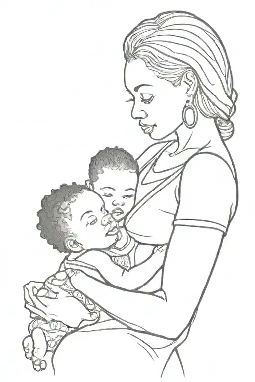 African American Mom Holding Her Toddler Girl