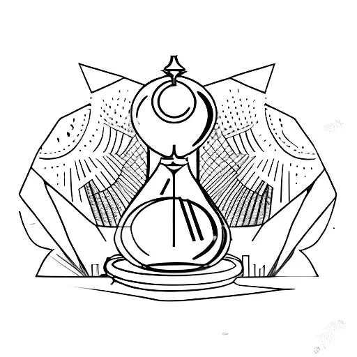 A Minimalist Tattoo Of A Crow Perched On Top Of An Hourglass