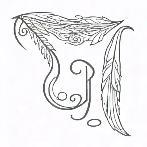 Imagine A Tattoo With Two Letters P And An Angel Feather