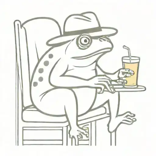Frog Sitting On Barstool Smoking A Joint And Drinking A Beer With Akubra Hat