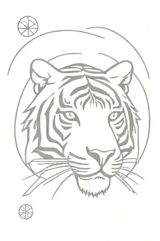 Tiger Head And Sun Rays