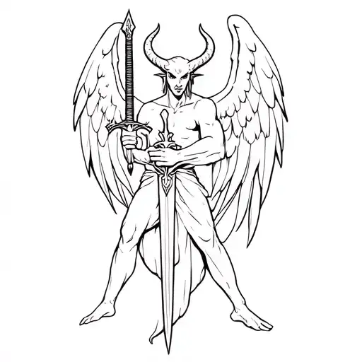 Devil Angel Holding Sword