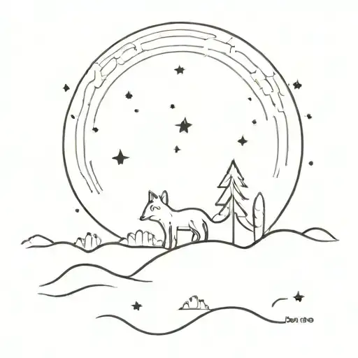 A Dreamy Landscape With A Fox Gazing At The Stars
