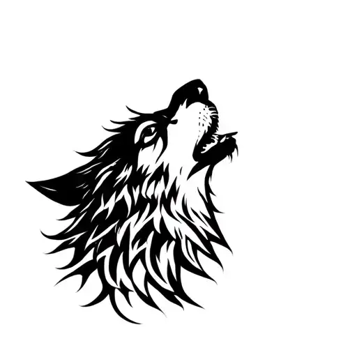 Howling Wolf Head Sillouette