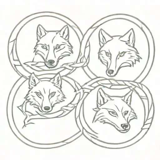 Three Wolfs In Celtic Knot Intertwined