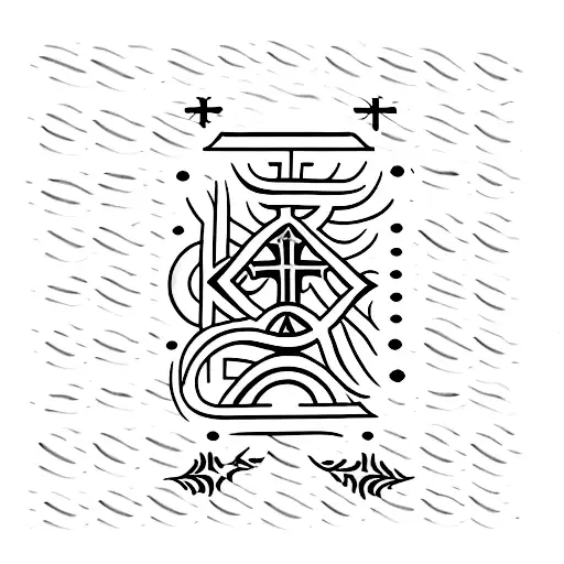 A Minimalist Tattoo Of A Latin Phrase From A Religious Text With A Small Cross