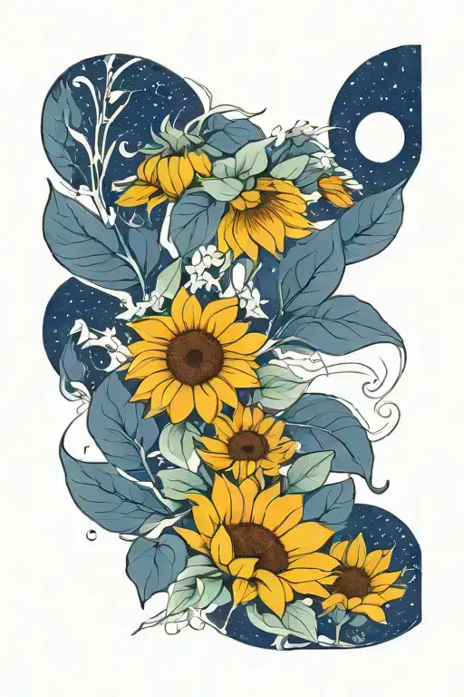 Sunflower Blooming Full Moon