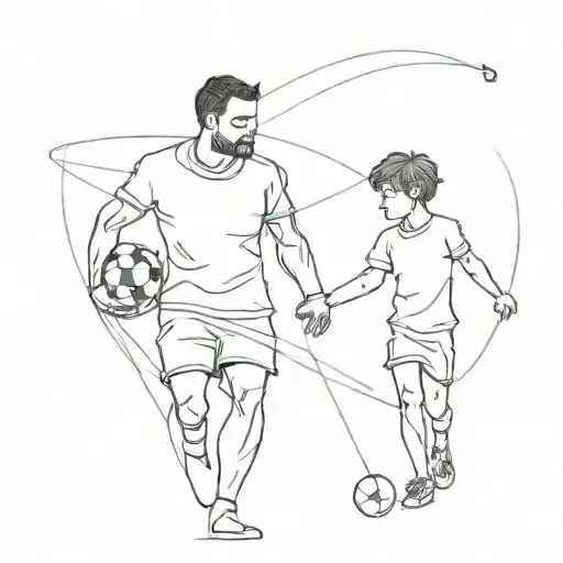 Father Football Son Looking